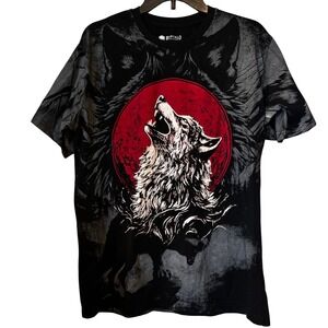 Buffalo Outdoors Men's T-Shirt Medium Black Wolf Howling Graphic